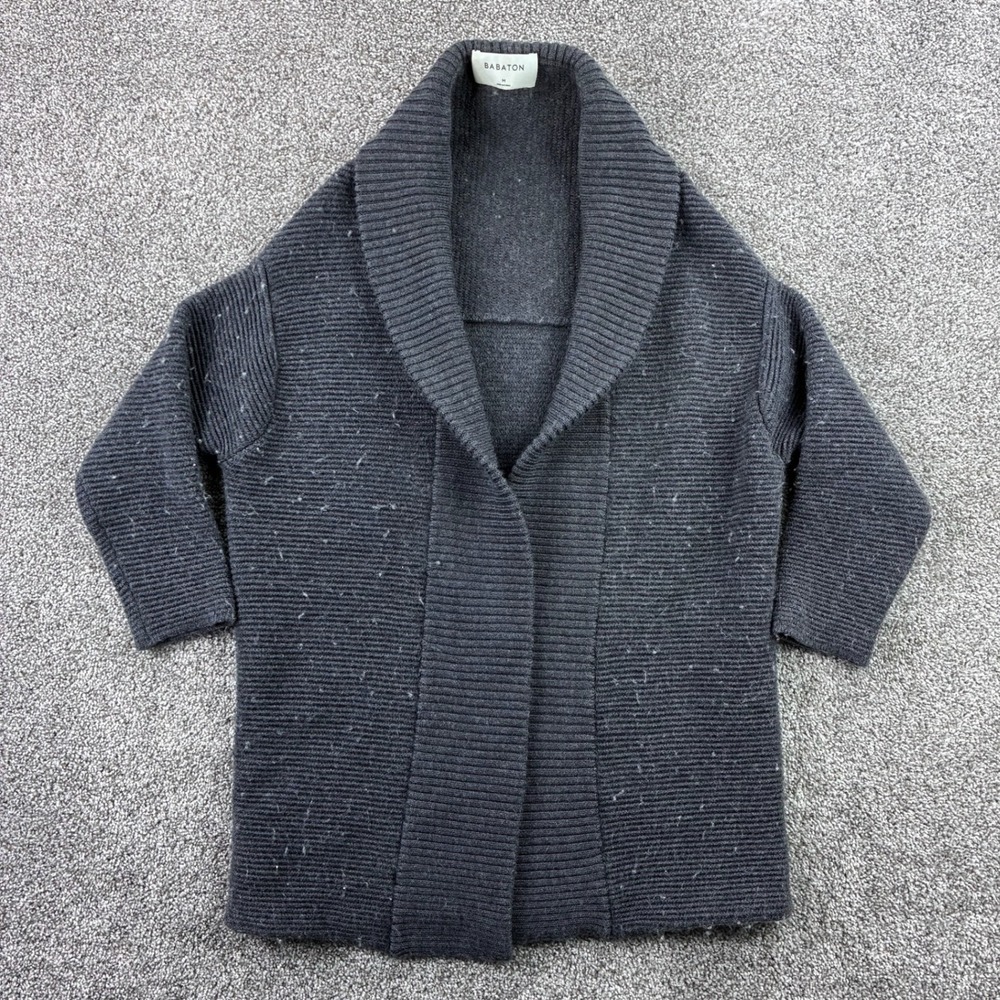 Aritzia Babaton Lenny Fine Merino Wool Shawl Sweater Poncho Charcoal‎ Medium